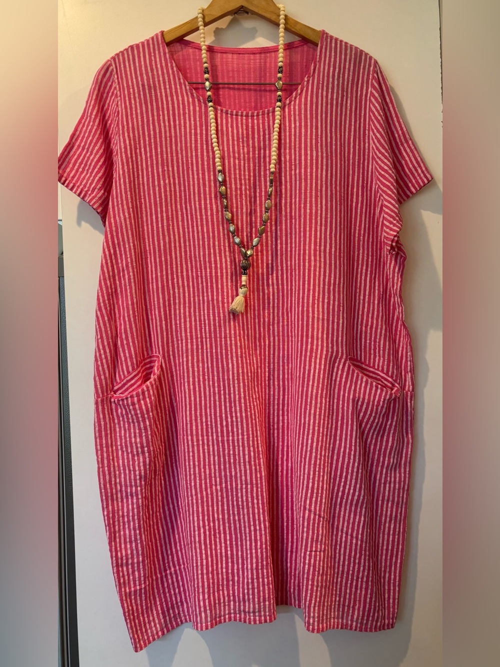 Gorgeous striped cotton short sleeve dress made in Italy new without tags!